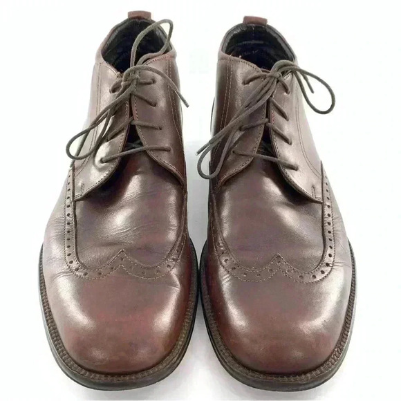 Johnson and Murphy mens chukka boot size 10 brown leather wingtip - Picture 3 of 14